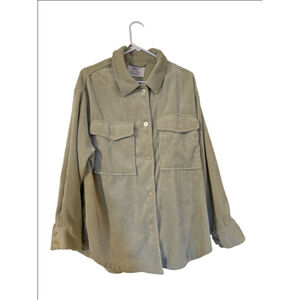 Womens Med corduroy shirt cozy layer sage green